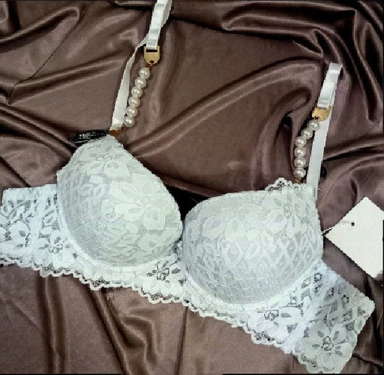 Elegant Lace Lingerie Set with Pearl Straps