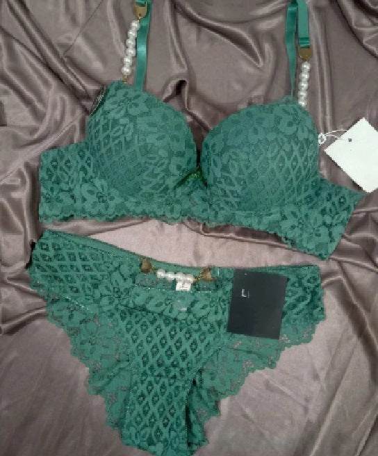Elegant Lace Lingerie Set with Pearl Straps