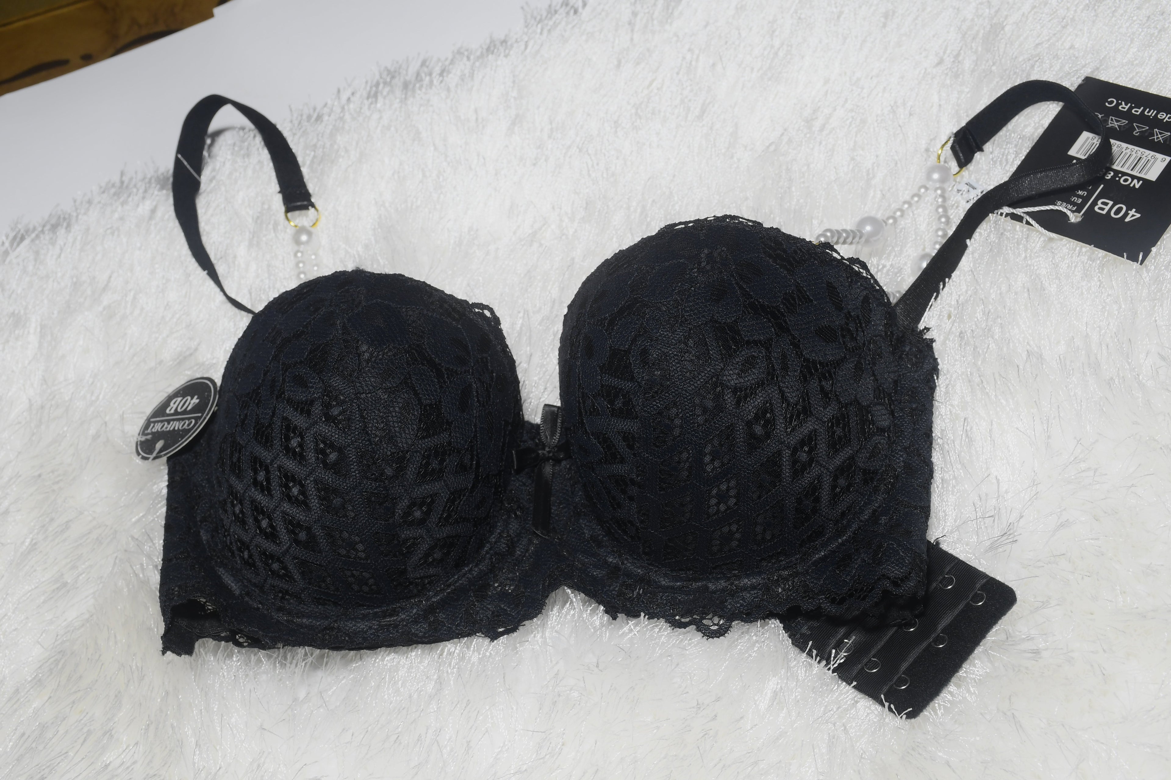 Elegant Lace Lingerie Set with Pearl Straps