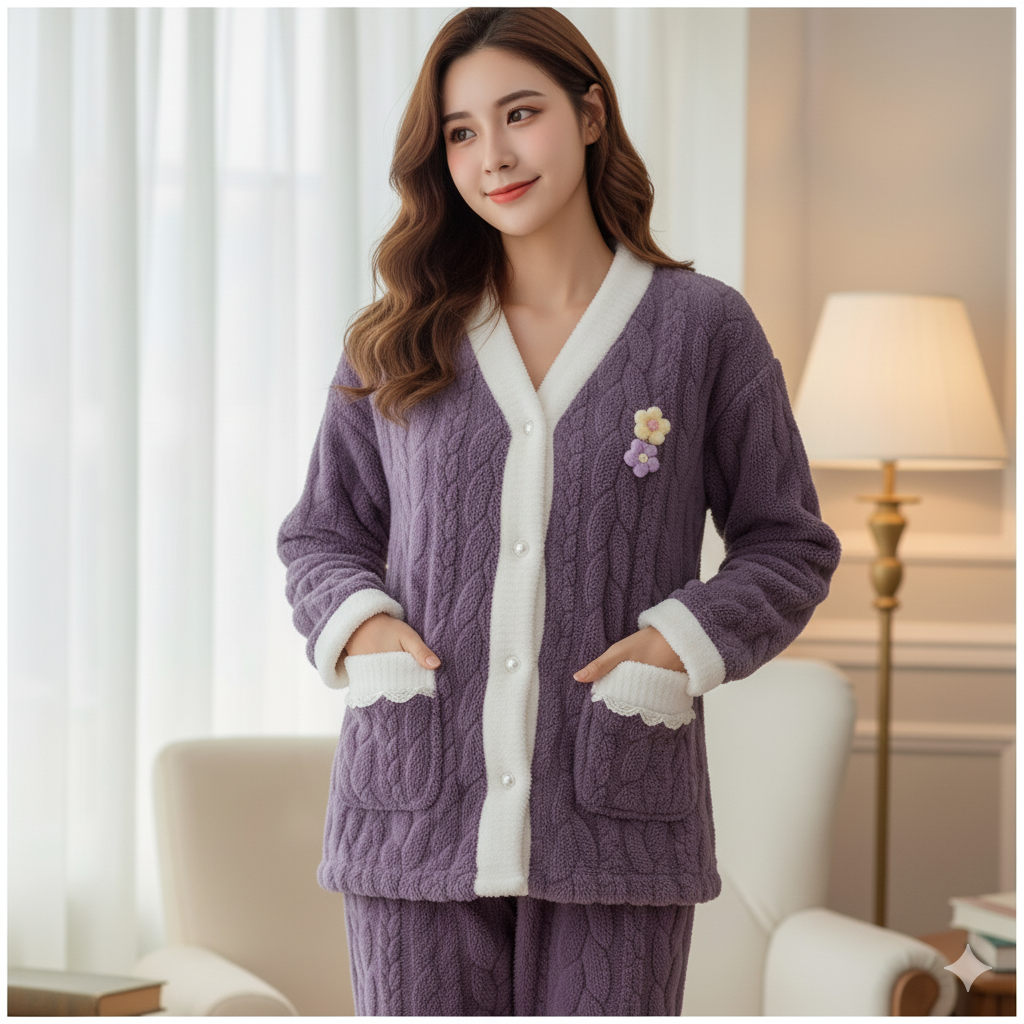 Imported Ladies Fleece Trouser & Shirt Set