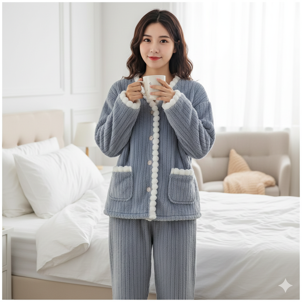 Imported Ladies Fleece Trouser & Shirt Set